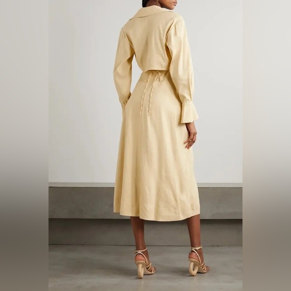 Jonathan Simkhai Giulia Wrap-Effect Cutout Linen-Blend Midi Dress Set NWT - Picture 2 of 10